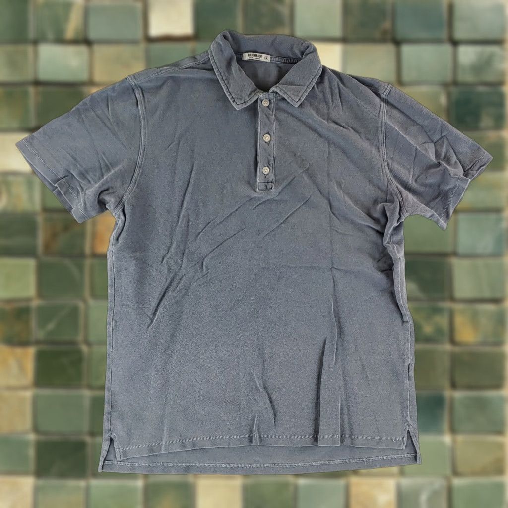 Buck Mason Buck Mason Polo Shirt Made USA Pique Short Sleeve Blue Mens M Size US M / EU 48-50 / 2 - 1 Thumbnail
