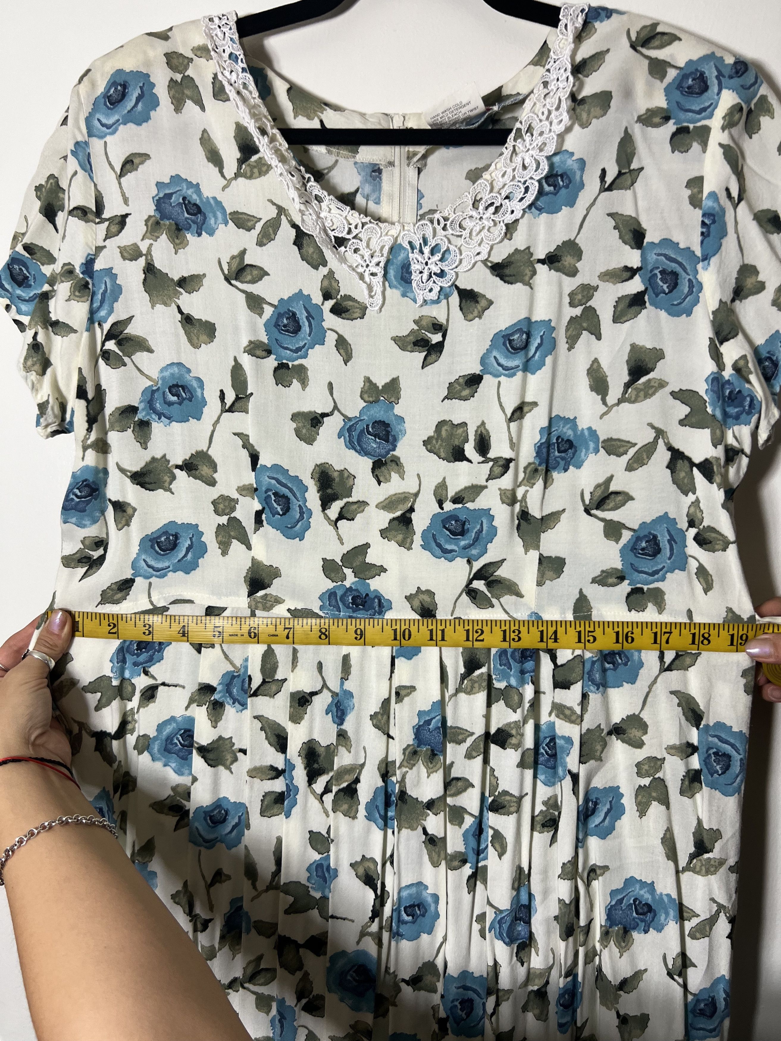 Other × Vintage Vintage 80's R&K Originals White and Blue Floral Maxi Dress Size L / US 10 / IT 46 - 9 Thumbnail