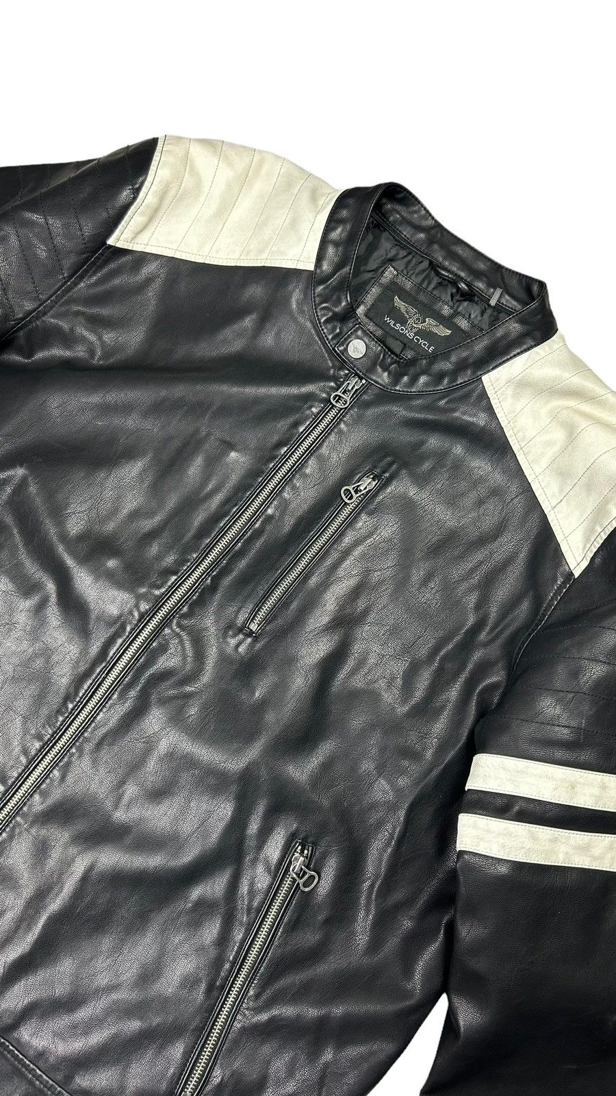 Japanese Brand × Wilsons Leather Early 2000s Archival Wilson’s Leather Striped Moto Jacket Size US XL / EU 56 / 4 - 7 Thumbnail