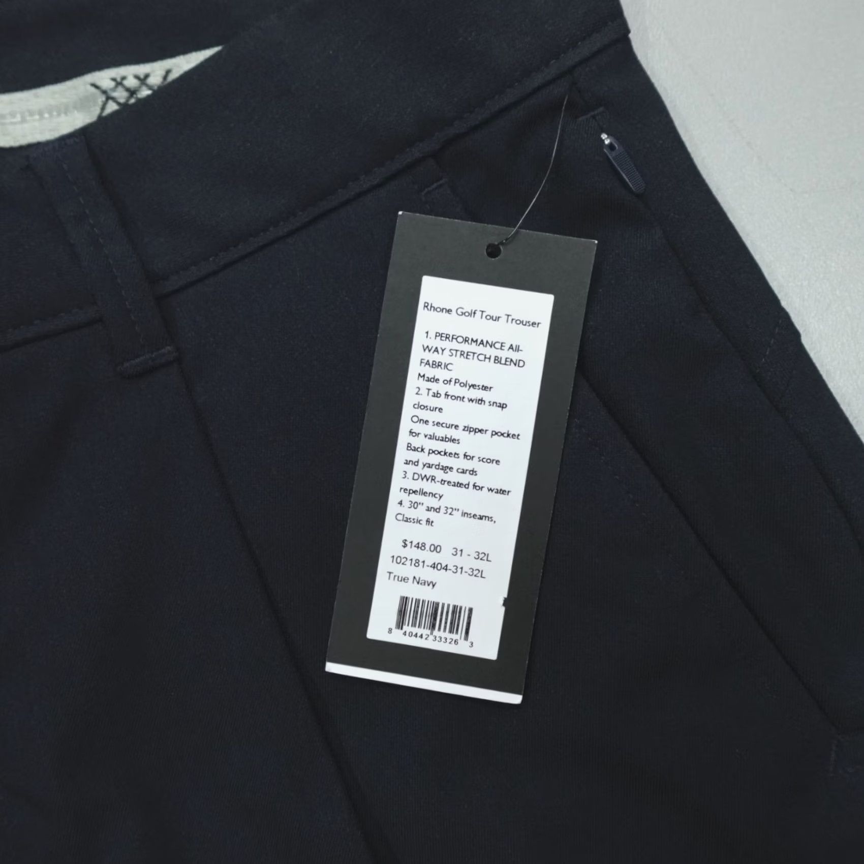 Rhone Rhone Golf Tour Trouser Pants True Navy 31x32 Regular Fit Water Resistant Chino Classic Men Pants Shoes? Size US 31 - 2 Thumbnail