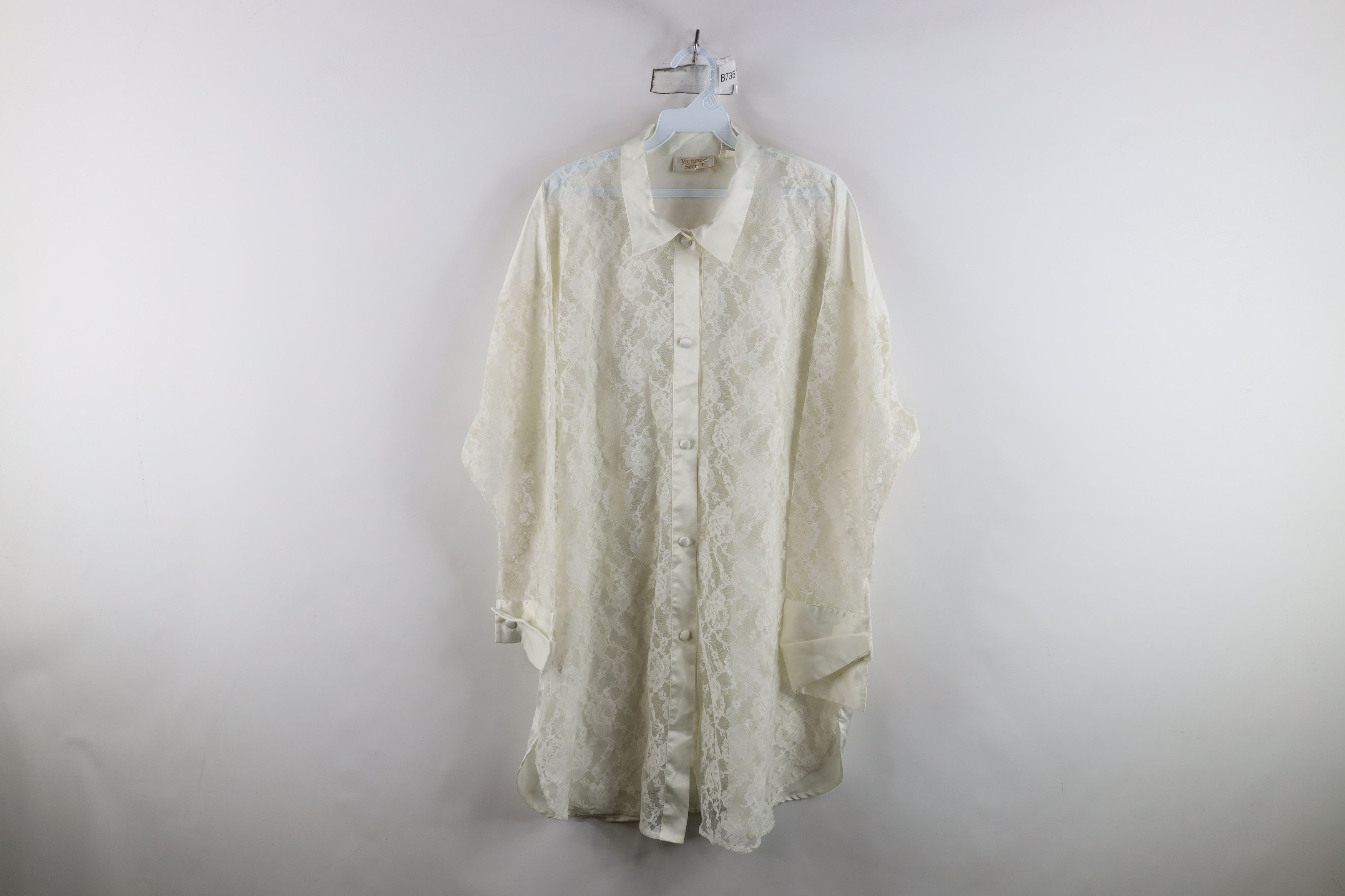 Vintage 90s Victoria's Secret Lace Button Night Sleep Shirt