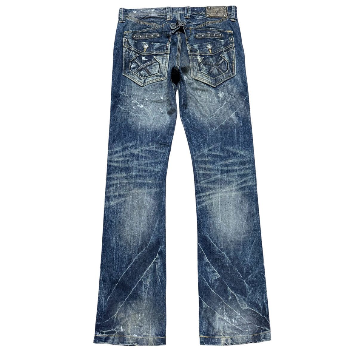 Japanese Brand ARMY OF NO Leather Trimm Denim Painter Jeans Studded Size US 30 / EU 46 - 8 Thumbnail