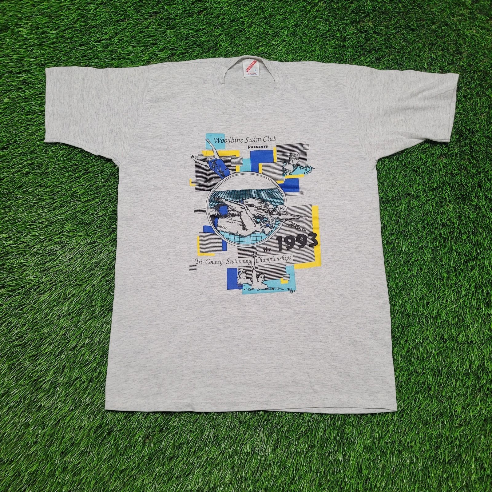 Jerzees VTG 1993 Woodbine Swim Club T-Shirt Mens Small Single Stitch Size US S / EU 44-46 / 1 - 1 Thumbnail