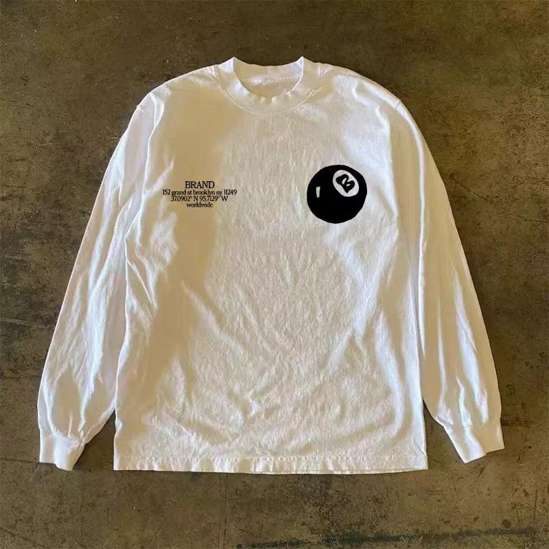 Vintage White Washed Vintage Billiards Print Long-Sleeve T-Shirt Size US M / EU 48-50 / 2 - 2 Thumbnail