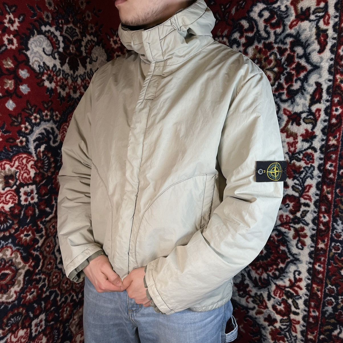 Stone Island Vintage Gorpcore Stone Island Hooded Jacket Nylon Light Grey Size US XL / EU 56 / 4 - 4 Thumbnail