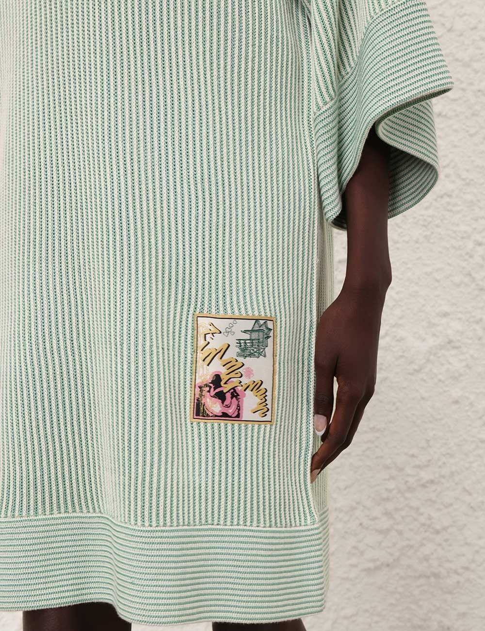 Zimmermann oc11z1025 Acacia Stripe Hooded Mini Dress in Green/Cream Size M / US 6-8 / IT 42-44 - 5 Thumbnail