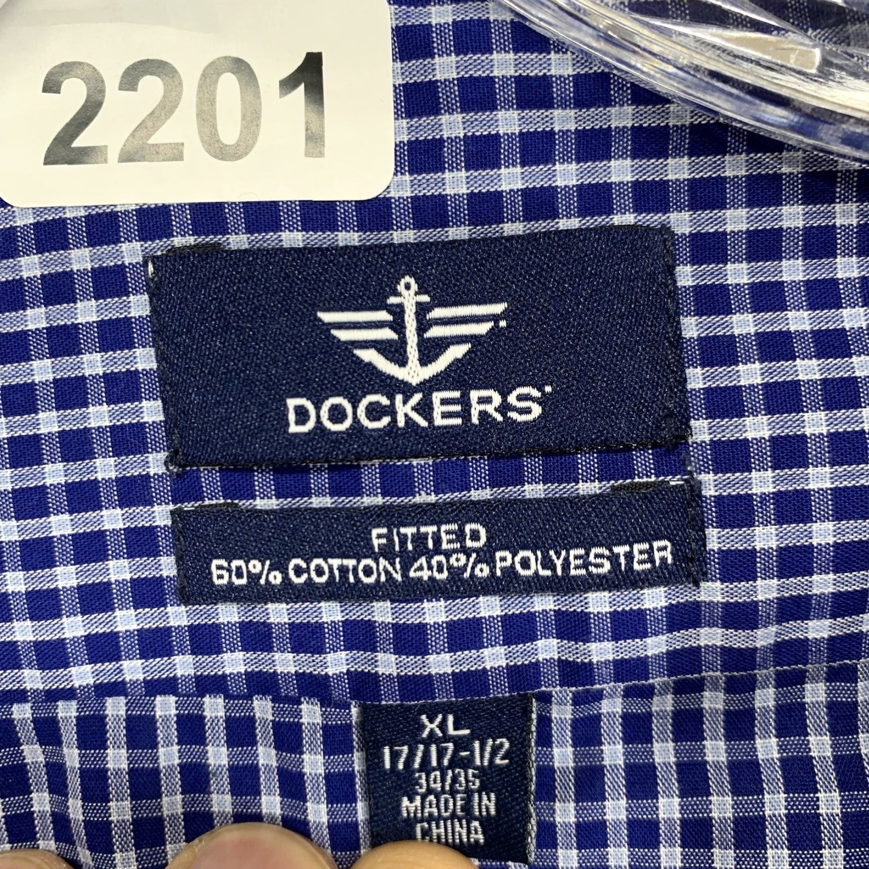 Dockers DOCKERS Shirt Plaid Button-Up Long Sleeve Blue XL Regular Mens Size US XL / EU 56 / 4 - 7 Thumbnail
