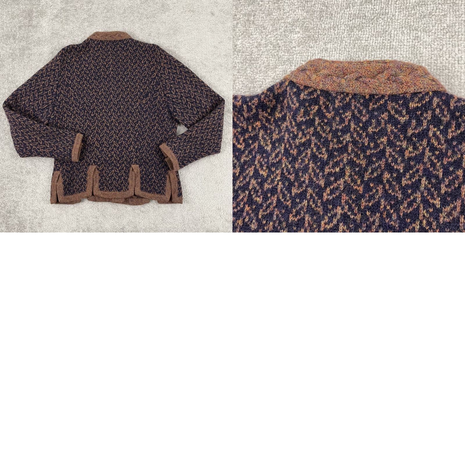 J. PETERMAN Sweater Womens Large 100% Wool Blue Cardigan Jacket Casual Vintage
