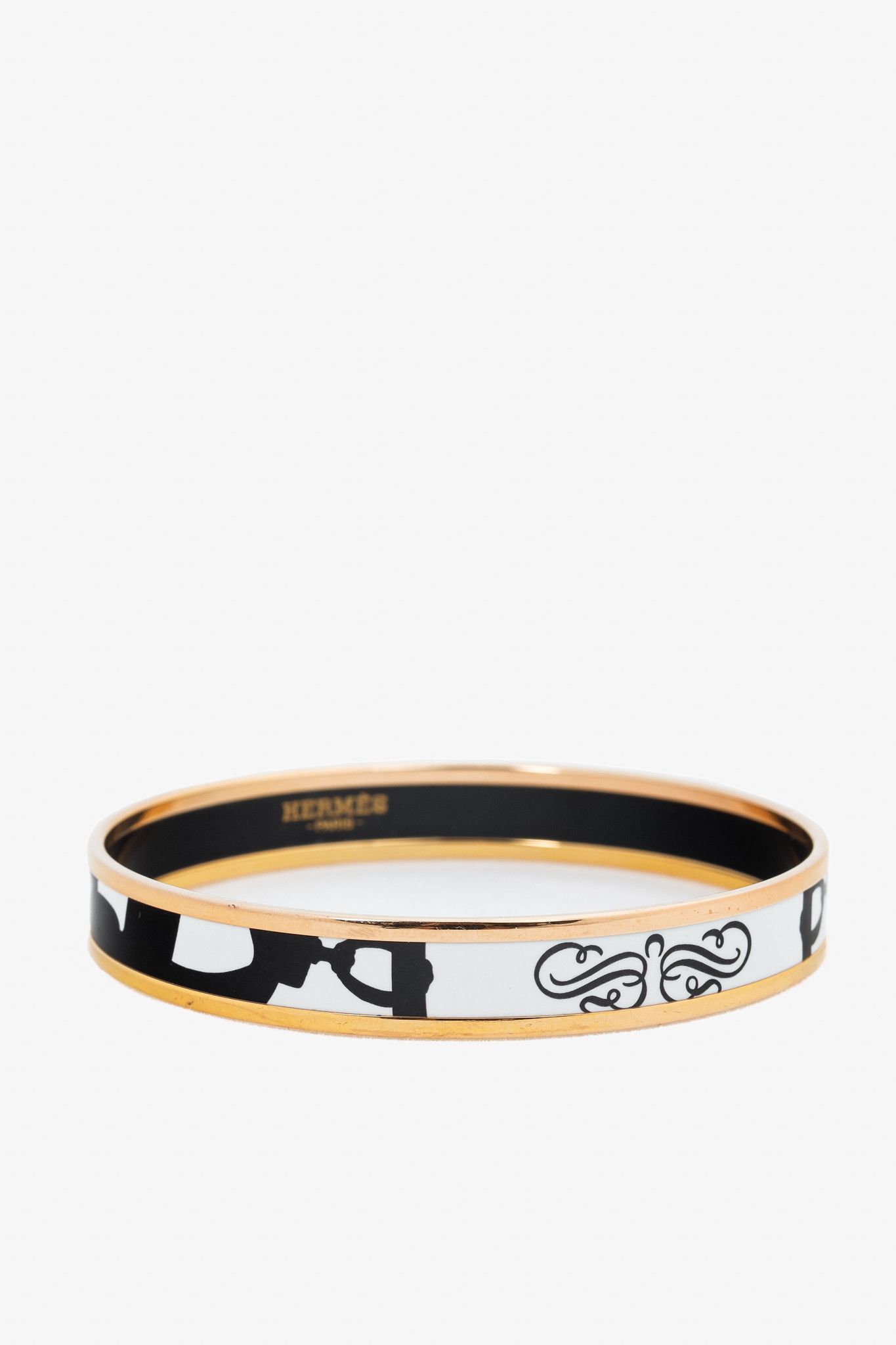 Hermes Hermes Brides de Gala White & Black Enamel Tattoo Bangle Size ONE SIZE - 1 Thumbnail