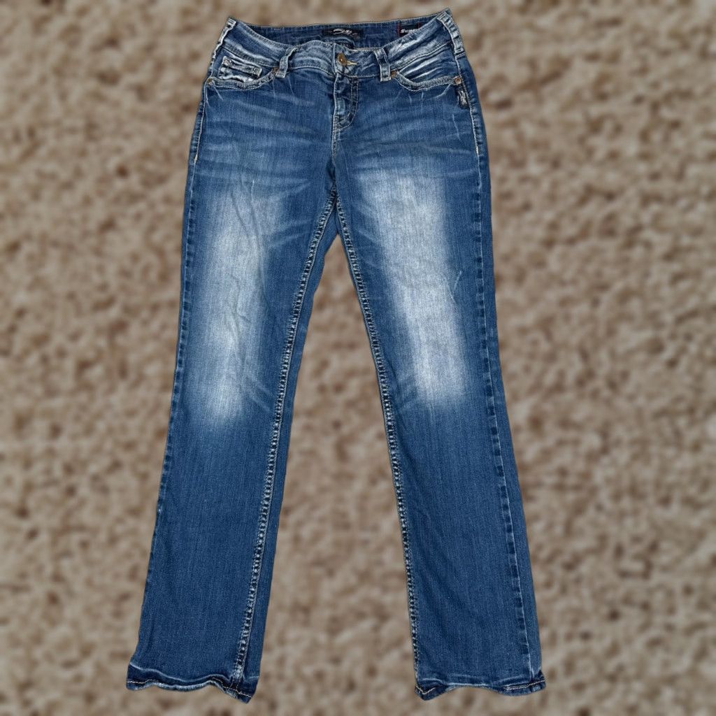 Silver Jeans Co. Silver Jeans Jeans Womens 30x30 Blue Denim Suki Low Straight Leg Embroidered Size 30" / US 8 / IT 44 - 1 Thumbnail