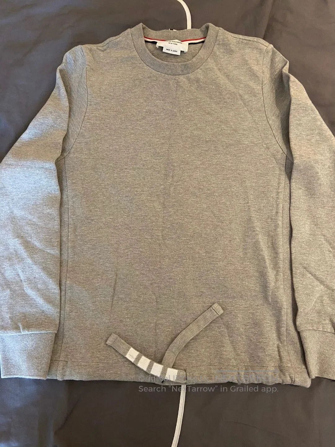 thom browne gray drawstring sweatshirt.