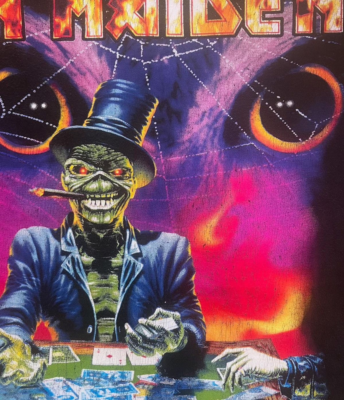 Band Tees Vintage 1998 Iron Maiden XI Virtual World Tour Poker Tshirt Size US L / EU 52-54 / 3 - 4 Thumbnail