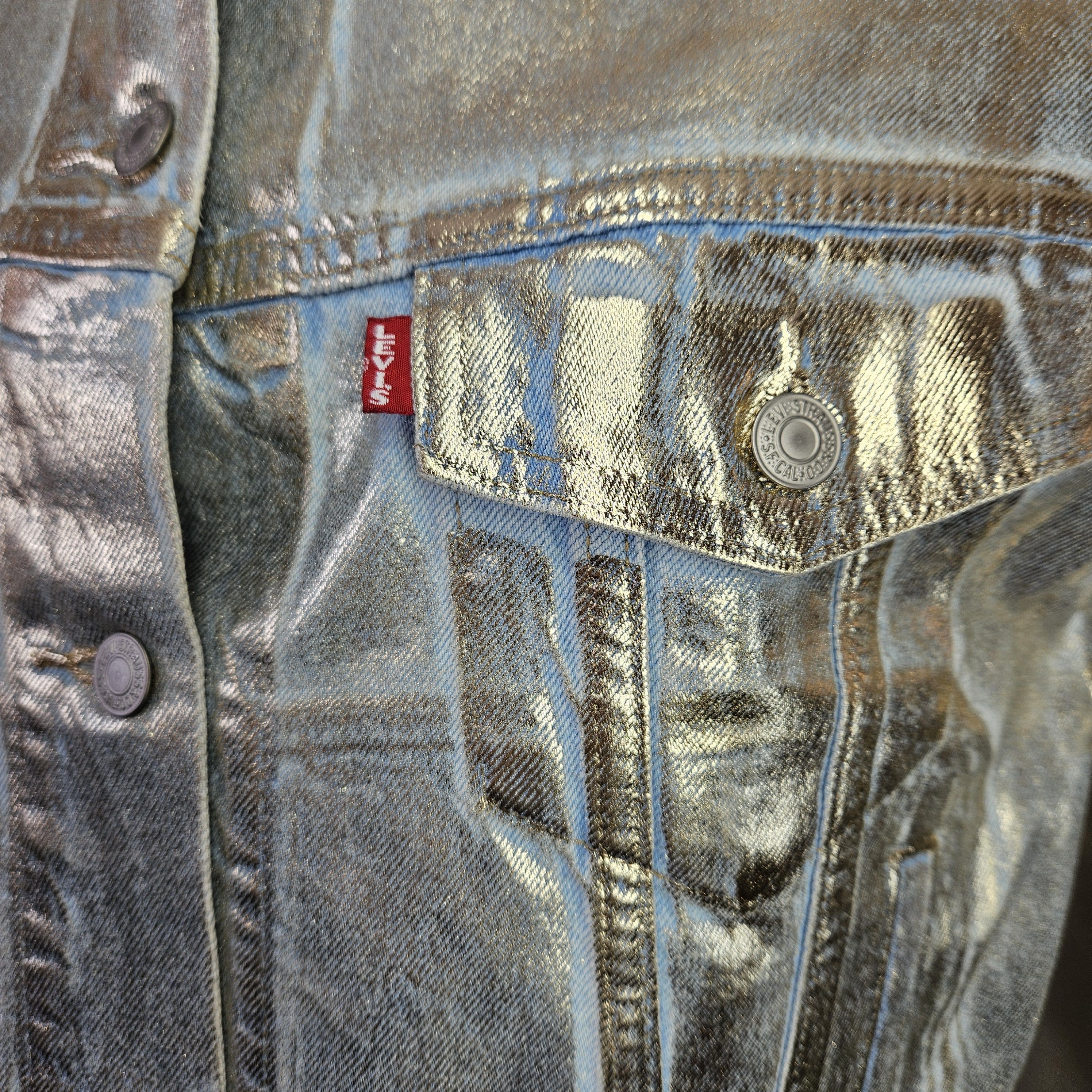 Levi's Levis Size L NEW Jean Jacket Premium Gold Painted Denim Size L / US 10 / IT 46 - 7 Thumbnail