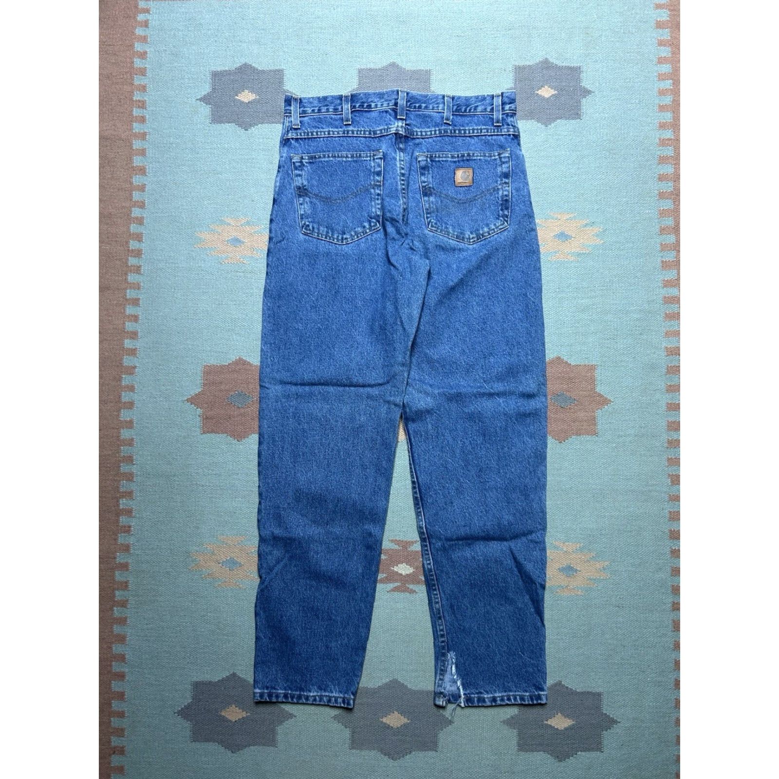 Carhartt VINTAGE Carhartt Jeans Denim Relaxed Fit 33x32 Dark Blue Workwear 90s Mens Jeans B17 DST Size US 33 - 5 Thumbnail