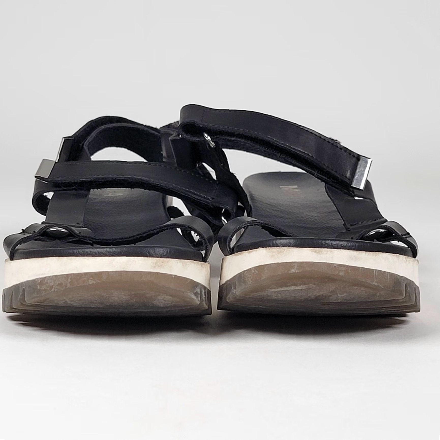 Vintage Mia Luca Sandals Womens 7 Slingback Black Faux Leather Platform Open Toe Casual Size US 7 / IT 37 - 2 Thumbnail