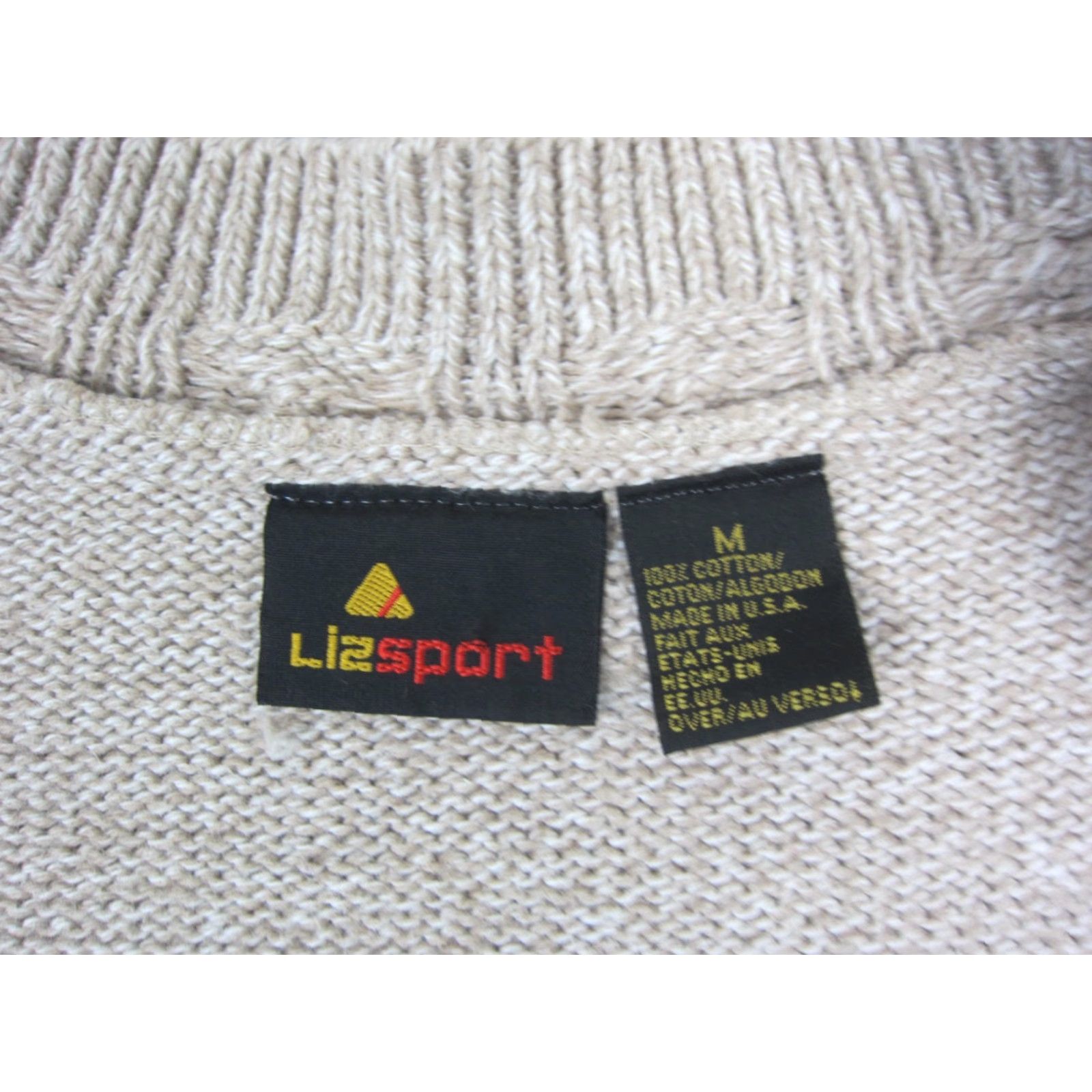Vintage VINTAGE Lizsport Cardigan Womens M Brown Beige Cotton Knit 90s City Classic Pockets Cardigan Buttons Size M / US 6-8 / IT 42-44 - 3 Thumbnail