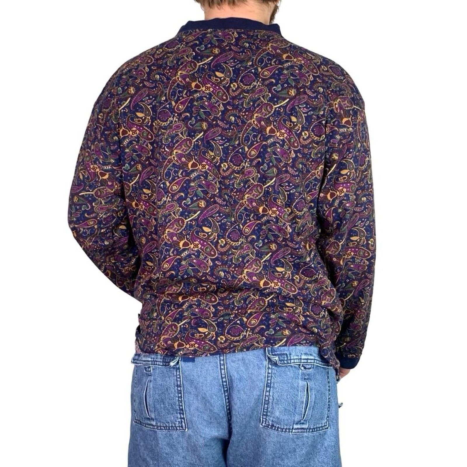 Vintage Vintage 70s Paisley Psychedelic Style Henley Shirt Size US XL / EU 56 / 4 - 3 Thumbnail