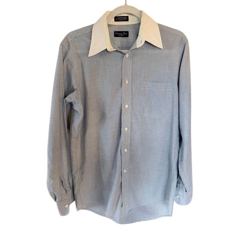 Christian Dior Monsieur Vintage Christian Dior Monsieur Blue Shirt White Collar 14½ Size US S / EU 44-46 / 1 - 2 Thumbnail