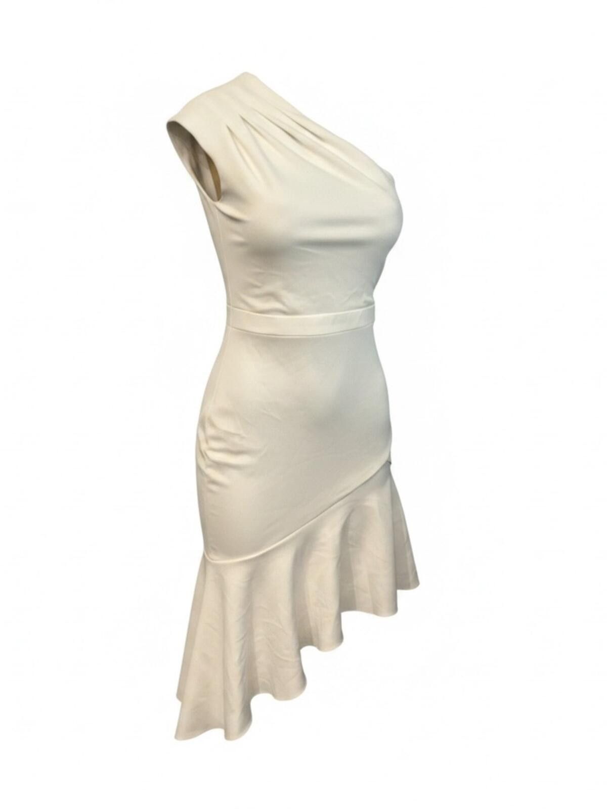 Aquascutum NWT Aqua Asymmetric One-Shoulder Off White Dress Size S / US 4 / IT 40 - 3 Thumbnail