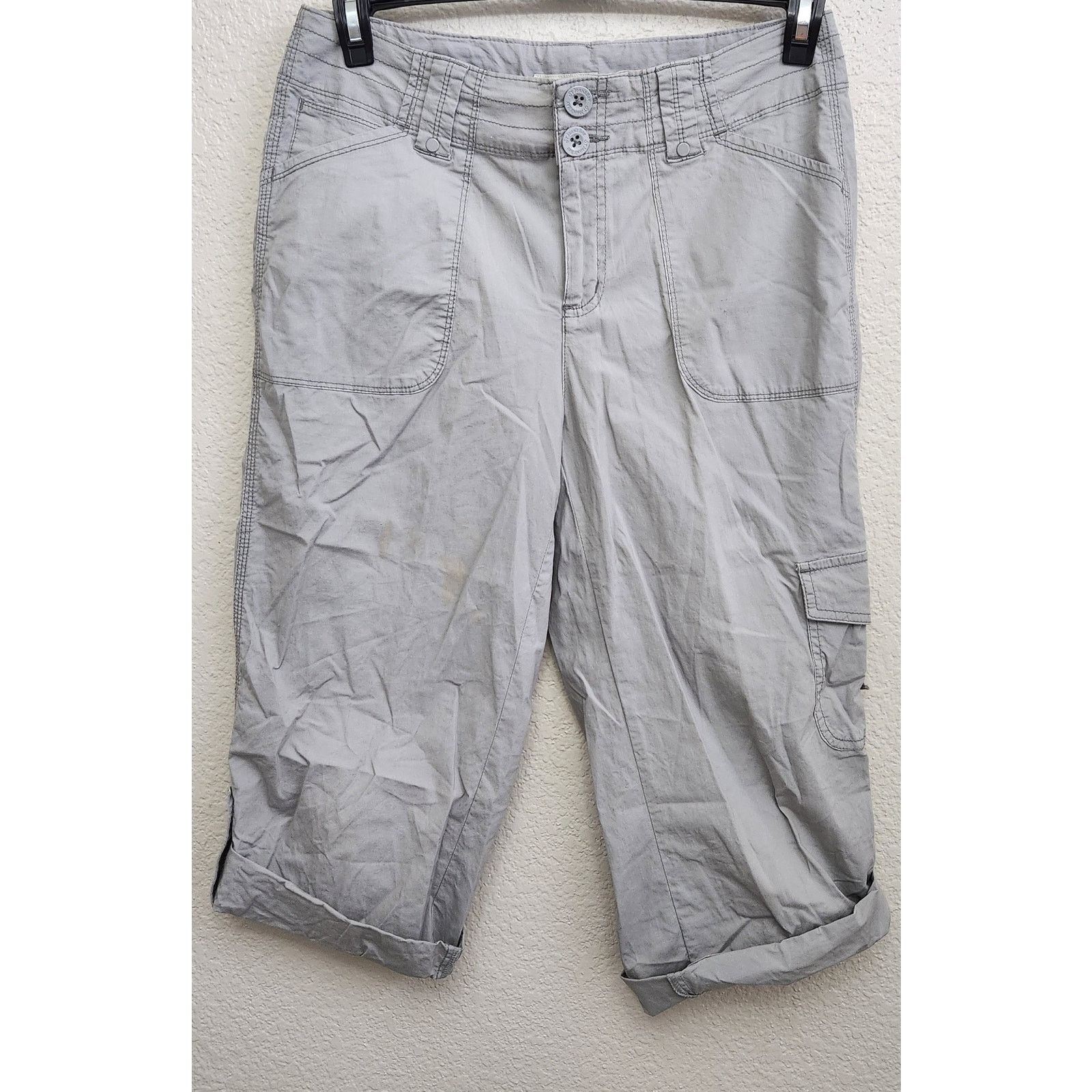 Other St John's Bay Gray Flat Front Cropped Roll Tab Pants 8 Size 30" / US 8 / IT 44 - 1 Thumbnail