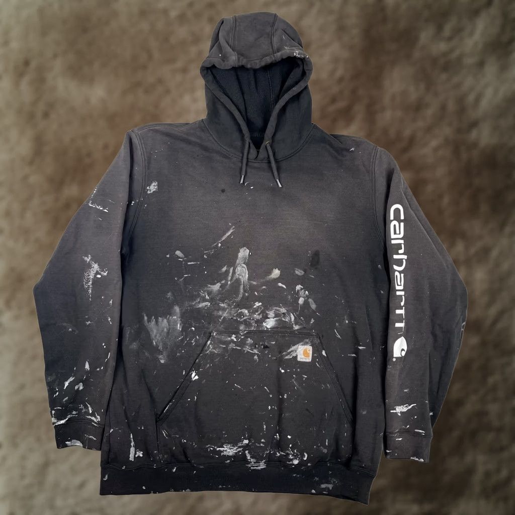 Carhartt Carhartt Hoodie Sweatshirt Mens XL Tall Original Fit Arm Spell Out Paint Thrash Size US XL / EU 56 / 4 - 1 Thumbnail