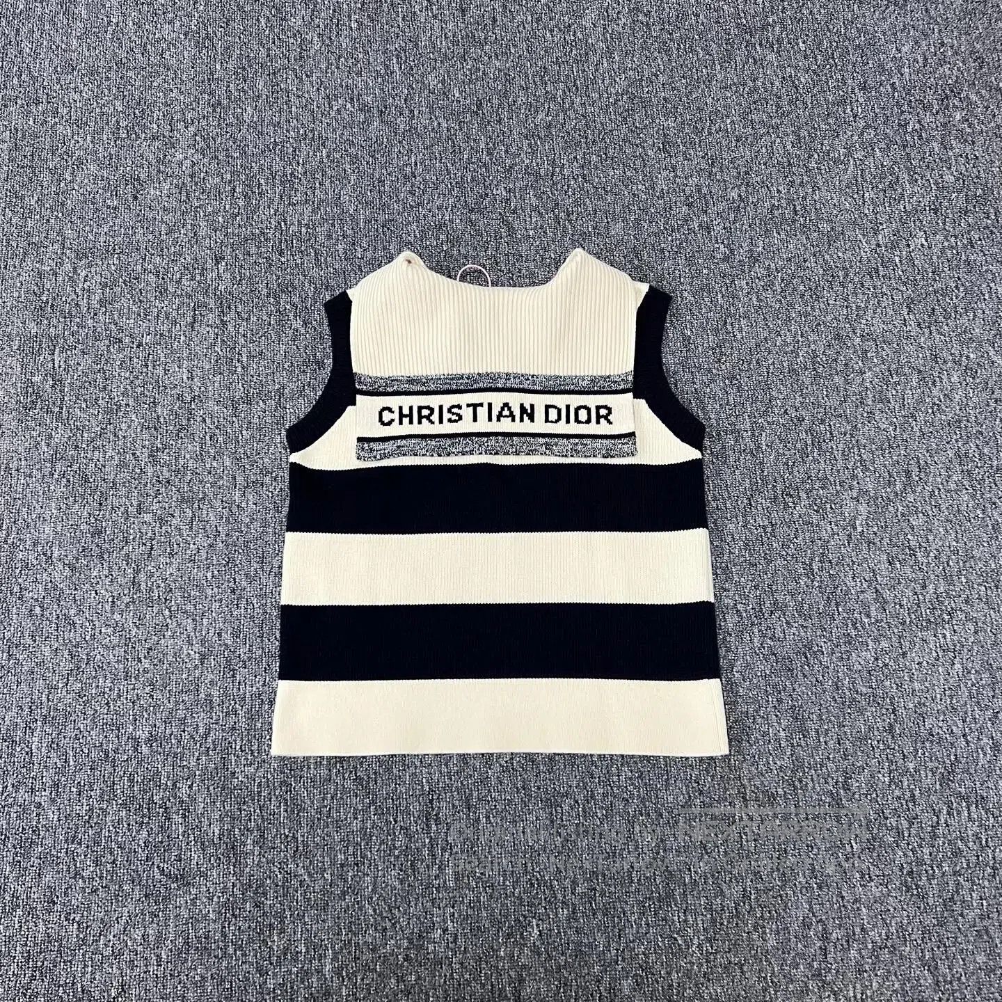 Dior Dior Black and white striped sleeveless cashmere knit top| Size S / US 4 / IT 40 - 1 Thumbnail