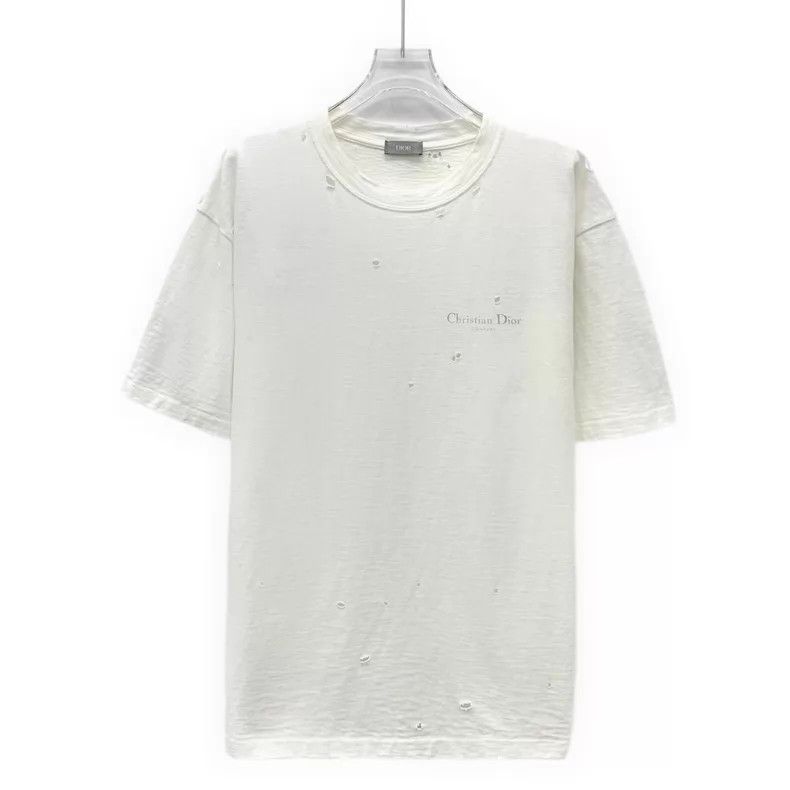 Dior Dior White hole design cotton round-neck short-sleeved T-s Size US M / EU 48-50 / 2 - 1 Thumbnail