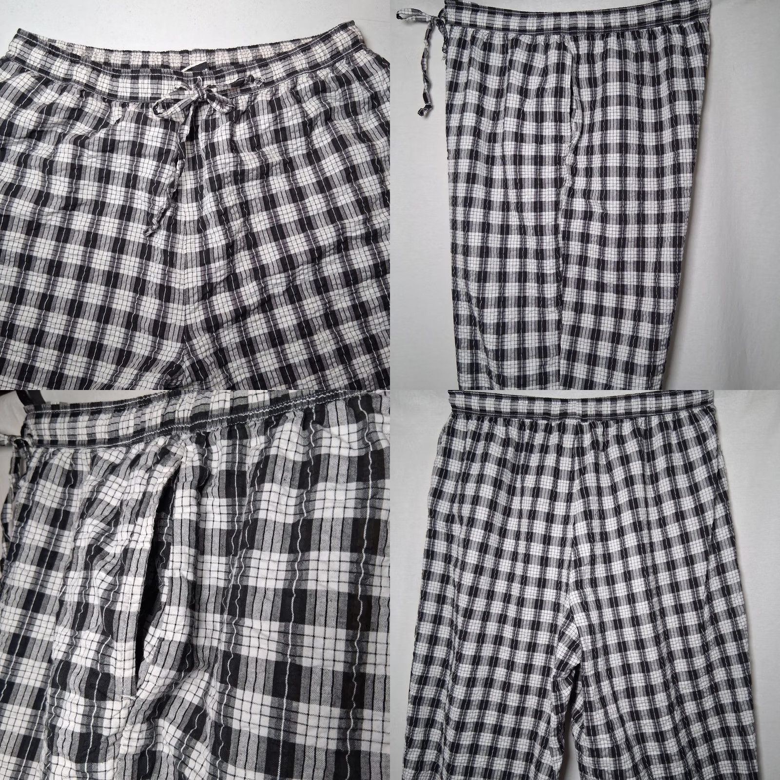 Vintage VINTAGE Fashion Bug Pants Womens 22 Black Plus Size 22W 24W White Plaid Seersucker Elastic Size 40" / US 18 - 8 Thumbnail