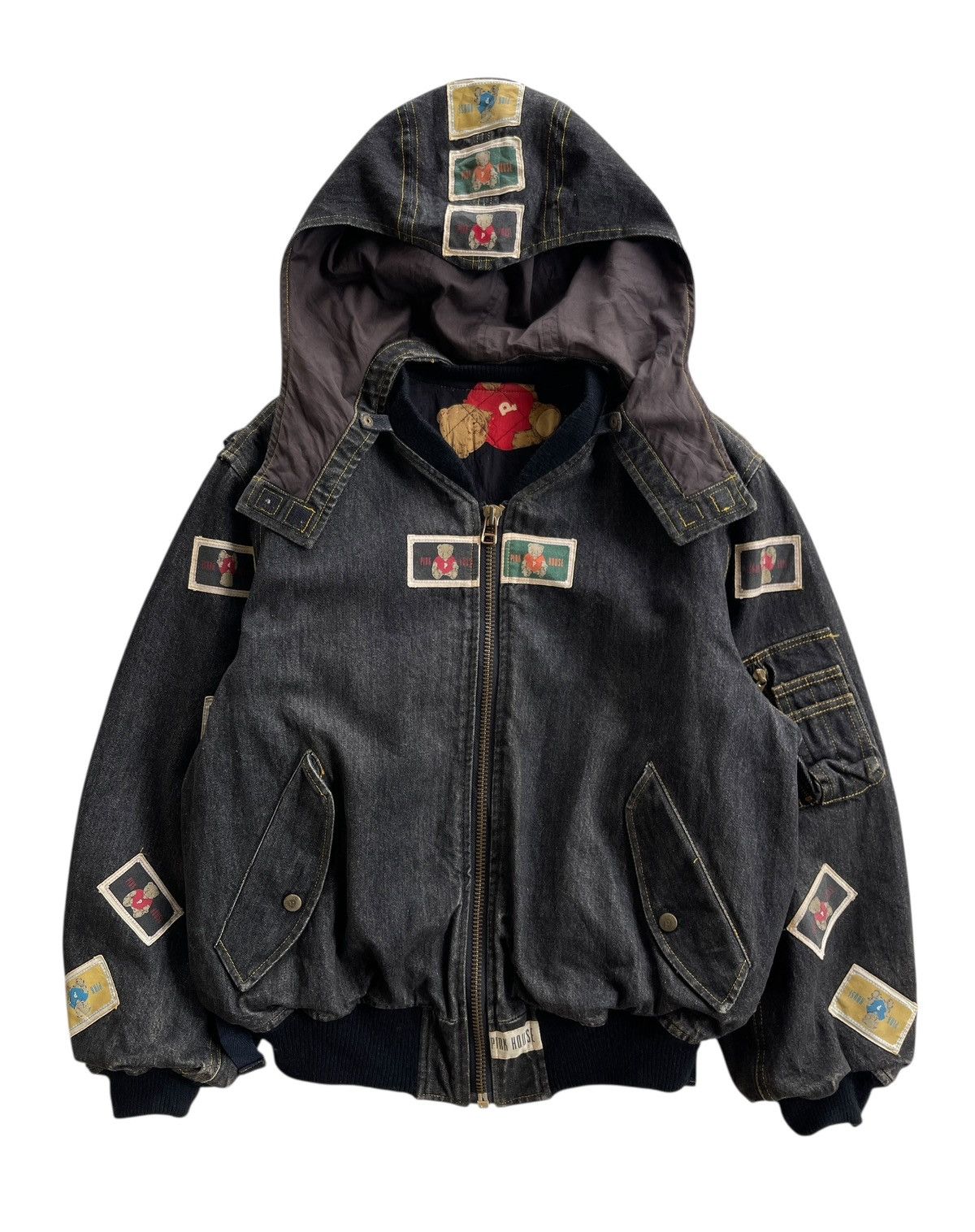 Pink House Parachute Denim Bomber Jacket Size US L / EU 52-54 / 3 - 4 Thumbnail