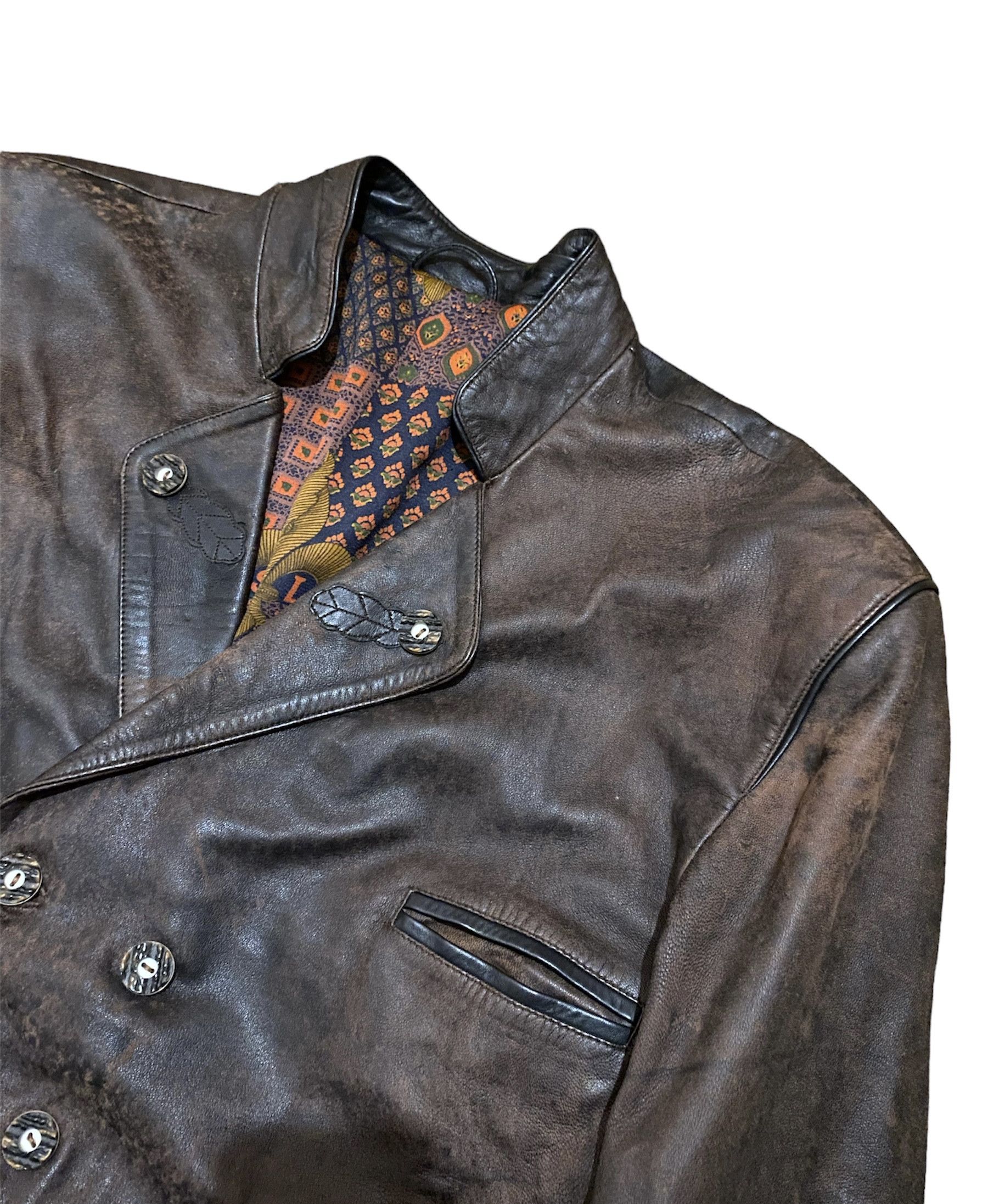 Vintage Vintage Hunter Distressed Leather Blazer / Jacket / Coat / Size US XL / EU 56 / 4 - 5 Thumbnail
