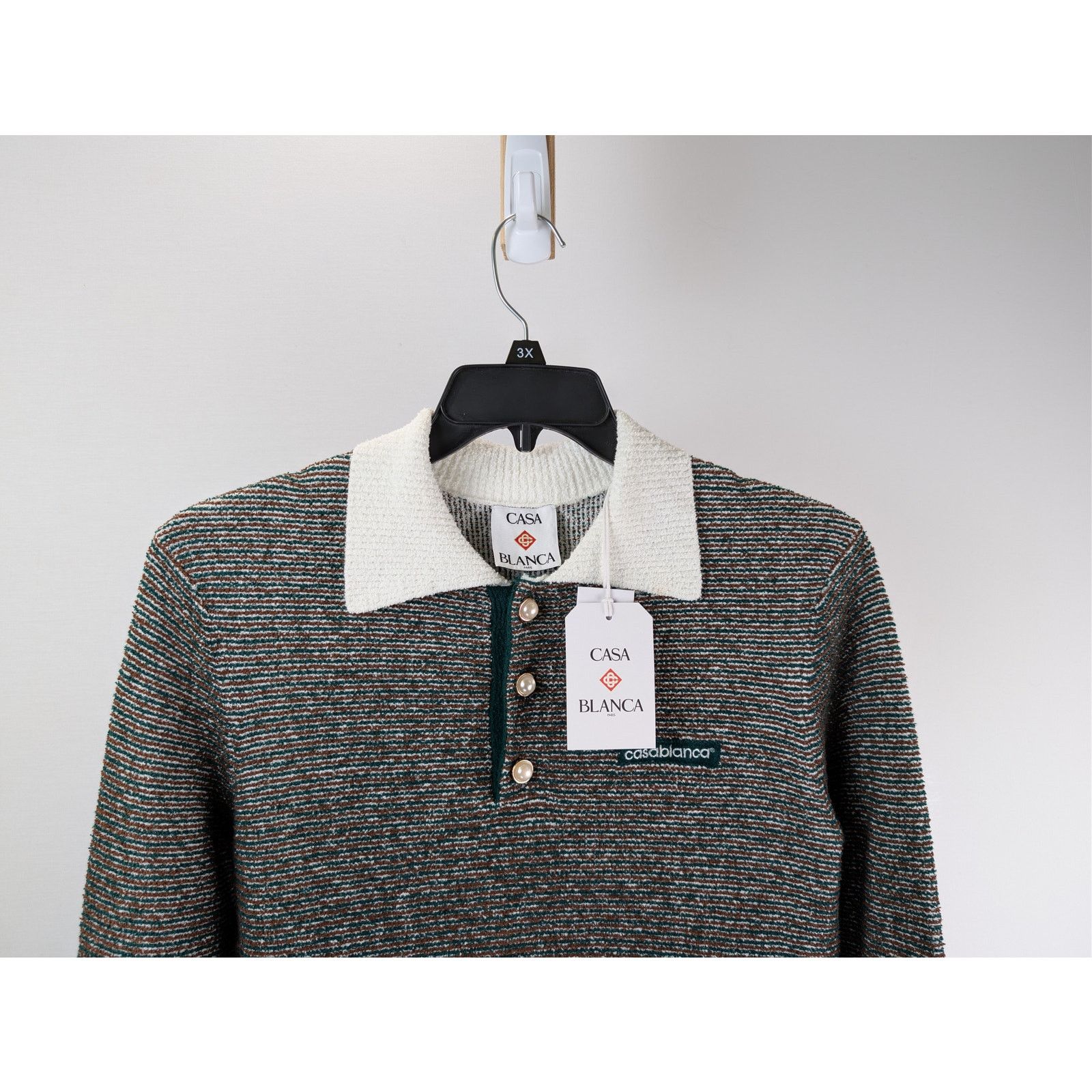Casablanca o1rshd1 Cotton Boucle Striped Polo Shirt in Multicolor XL Size US XL / EU 56 / 4 - 3 Thumbnail