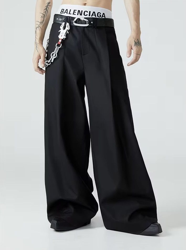Jean × Vintage Soft Black Pleated Wide Leg Polyester Pant Size US 33 - 3 Thumbnail