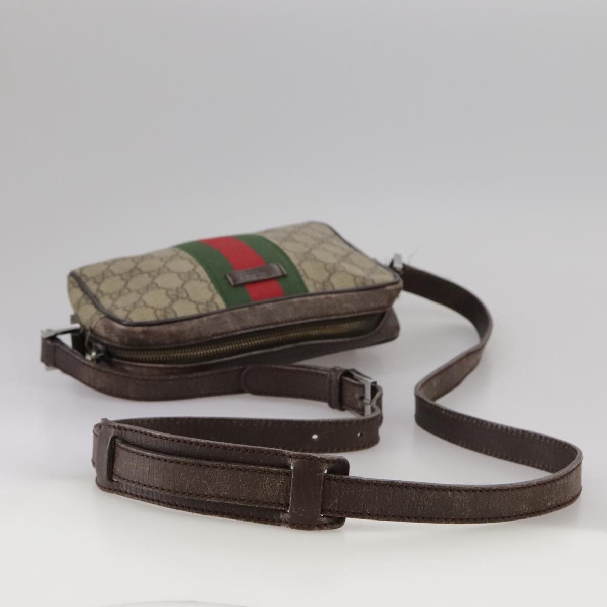 Gucci GUCCI GG Supreme Web Sherry Line Shoulder Bag Beige Silver Size ONE SIZE - 7 Thumbnail