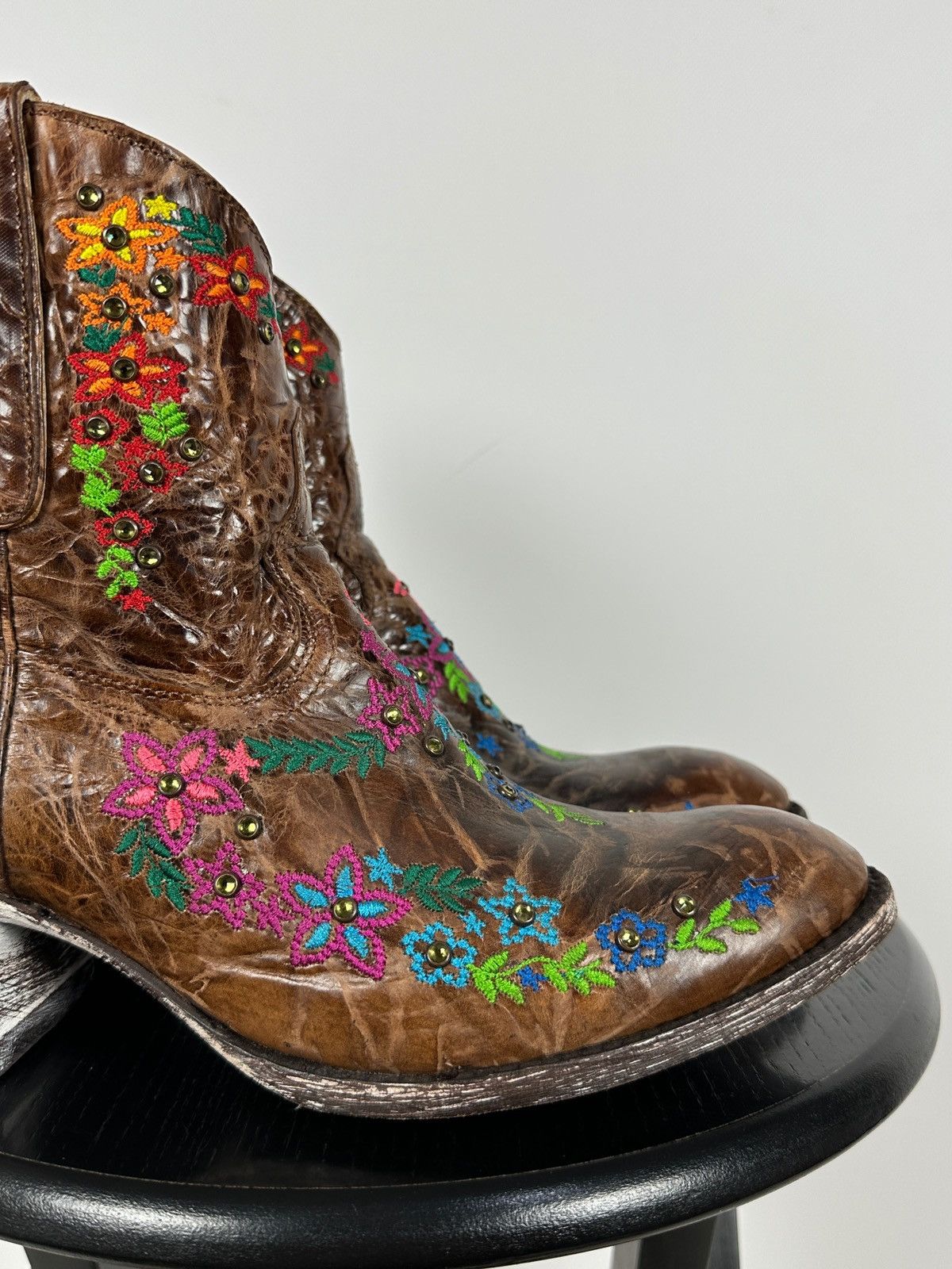 Old Gringo Mexicana Old Gringo Sora Leather Cowboy Floral Ankle Boots Size US 9.5 / IT 39.5 - 15 Thumbnail