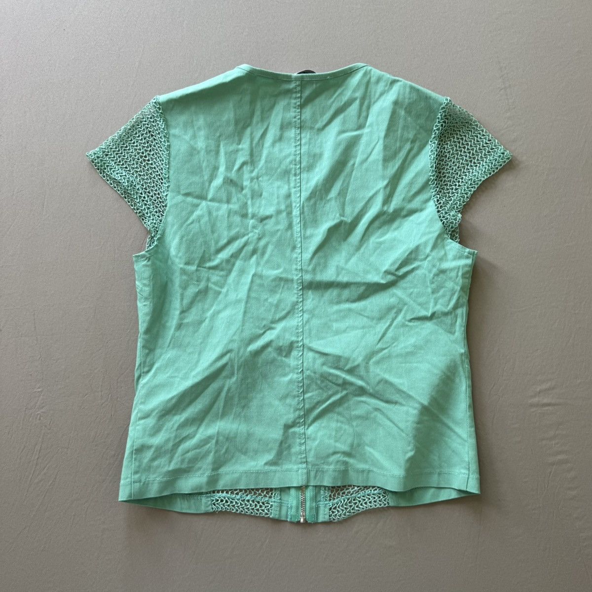 Other Patrizia Luca Milano short sleeve mesh panel zip-up jacket Size L / US 10 / IT 46 - 2 Thumbnail
