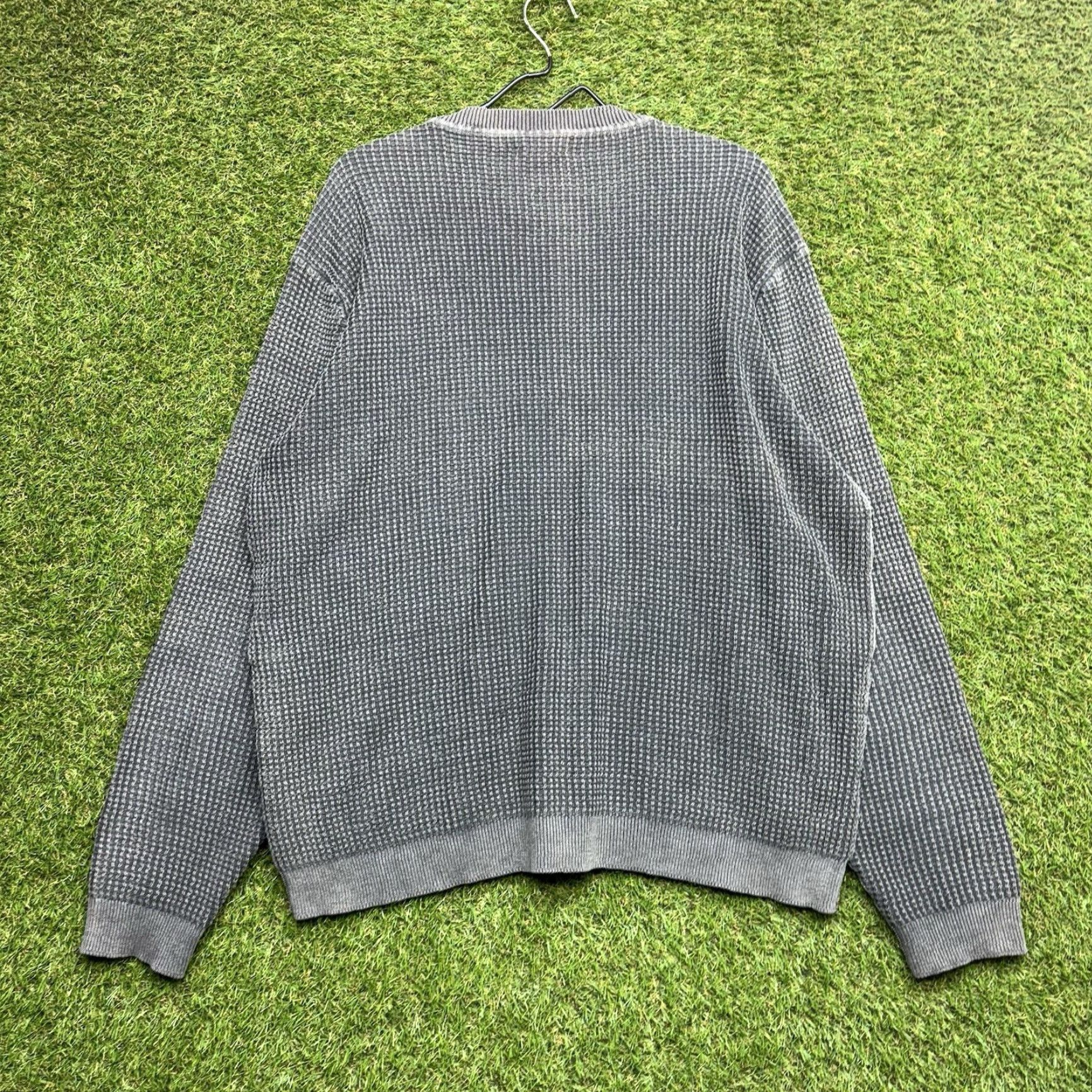 Carbon Carbon Sweater Mens Large V-Neck Waffle Knit Heavyweight Thermal Gray Cotton Pullover Zipper Pockets Preppy 2Cobalt? Size US L / EU 52-54 / 3 - 2 Thumbnail