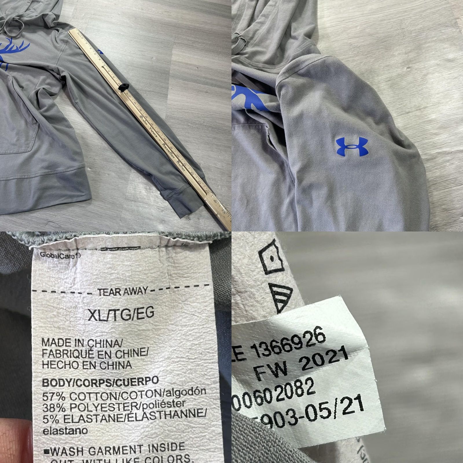 Under Armour Under Armour Hoodie Shirt Mens XL Gray Antler Logo Pullover Hunting FW2021 1366926 Size US XL / EU 56 / 4 - 8 Thumbnail