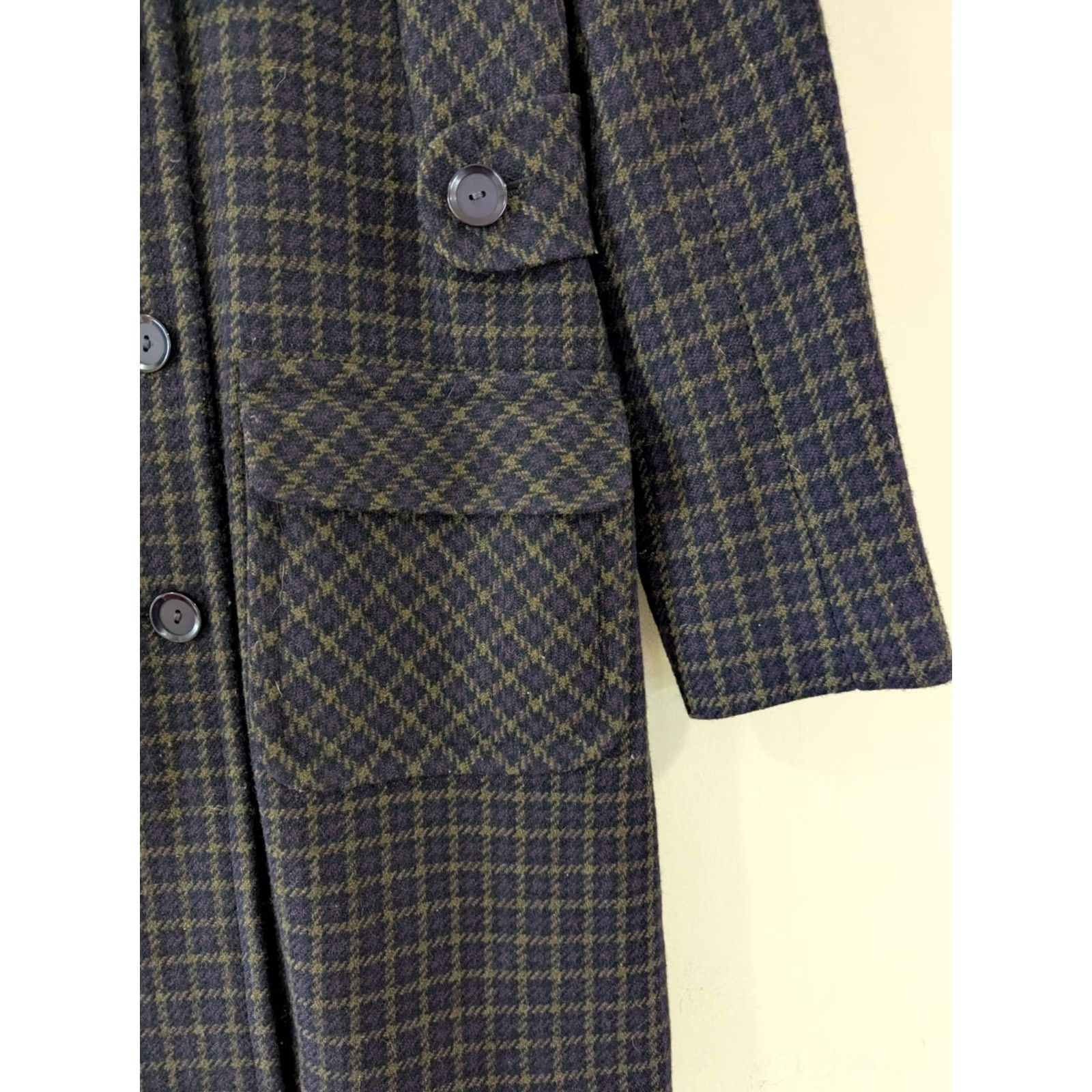 Vintage VINTAGE Moda International Pea Coat Wool Blend Jacket Plaid Women's Size 6 Black Wool Lining Pockets Collared Long Coat Button Regular Women Size M / US 6-8 / IT 42-44 - 4 Thumbnail
