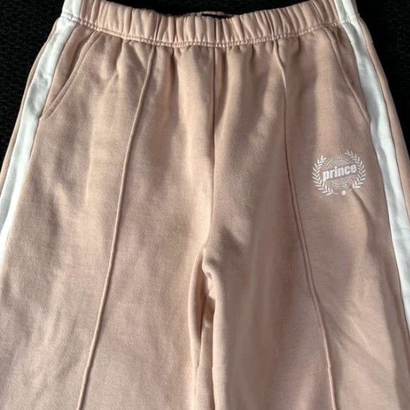 Prince VINTAGE Prince Track Pants Pink White Side Stripe Wide Leg Womens L Size 36" / US 14 / IT 50 - 2 Thumbnail