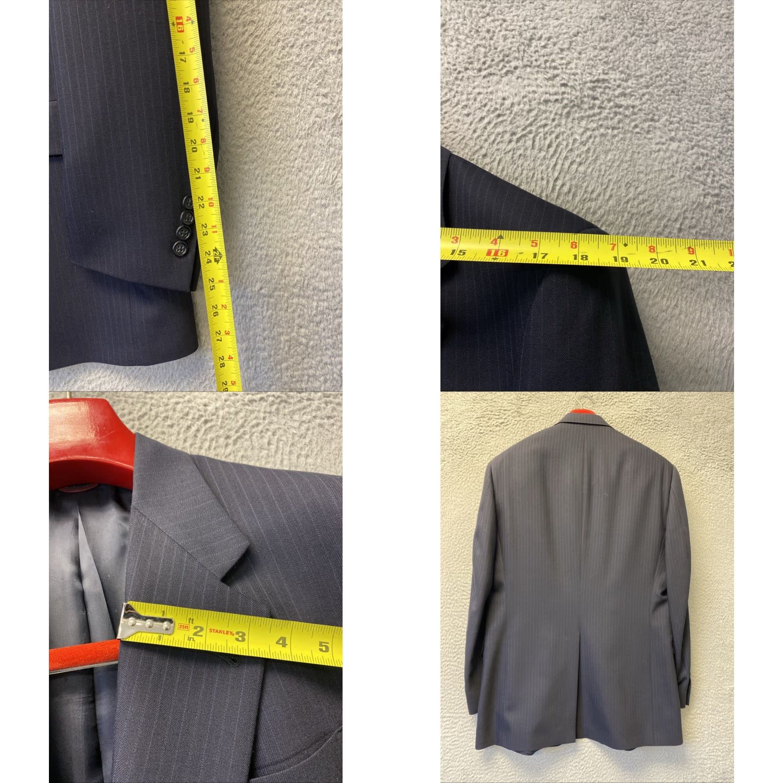 Hart Schaffner Marx Hart Schaffner & Marx Navy Blue Pin Stripe 2 Piece Suit 40L Classic Business Mens Size 40L - 8 Thumbnail