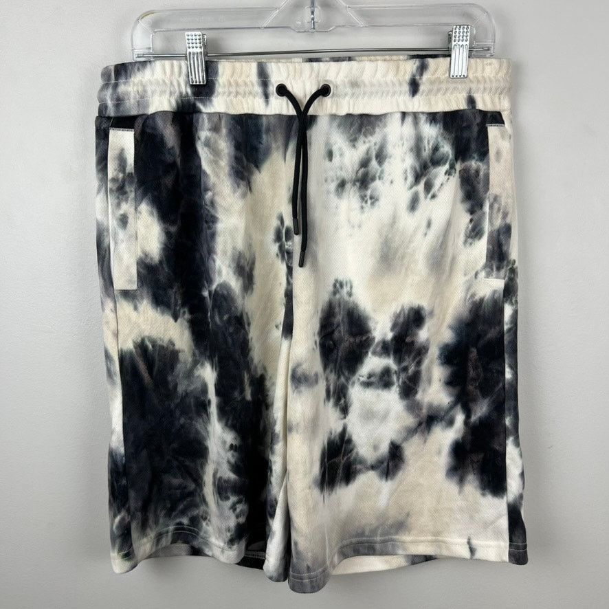 H&M HM Men's Black/White Tie-Dye Relaxed Drawstring Shorts M Size US 34 / EU 50 - 1 Thumbnail