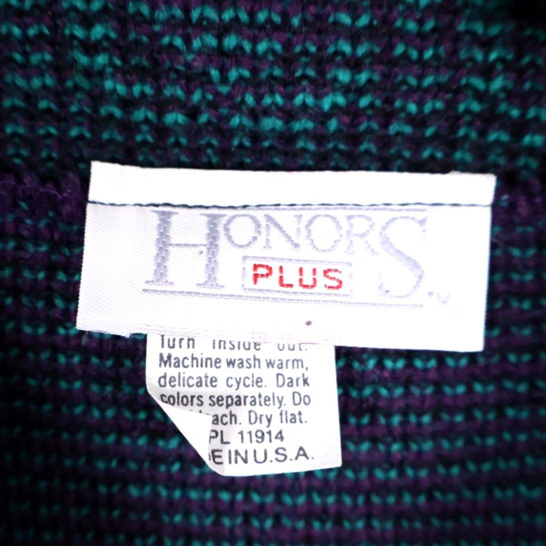 Vintage VINTAGE Honors 1X Purple Green Paisley Mock Neck Sweater Women's 90s Chunky Knit Pullover Size XL / US 12-14 / IT 48-50 - 3 Thumbnail