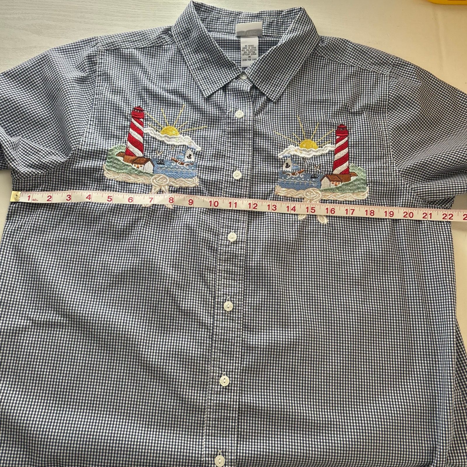 Other BonWorth Blue Gingham Nautical Embroidered Button-Down Shirt Size M / US 6-8 / IT 42-44 - 5 Thumbnail
