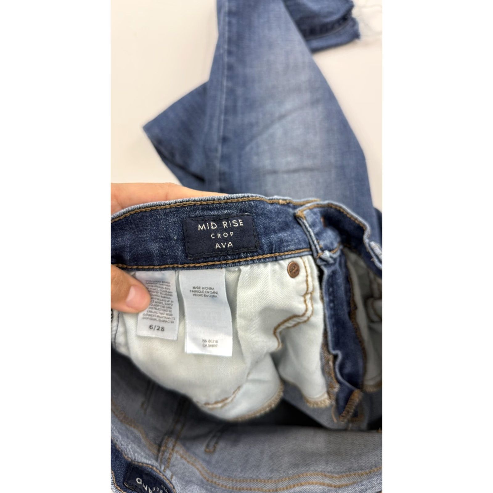 Lucky Brand Lucky Brand Jeans Womens 6/28 Blue Mid Rise Crop Ava Raw Hem Stretch Denim Size 28" / US 6 / IT 42 - 6 Thumbnail
