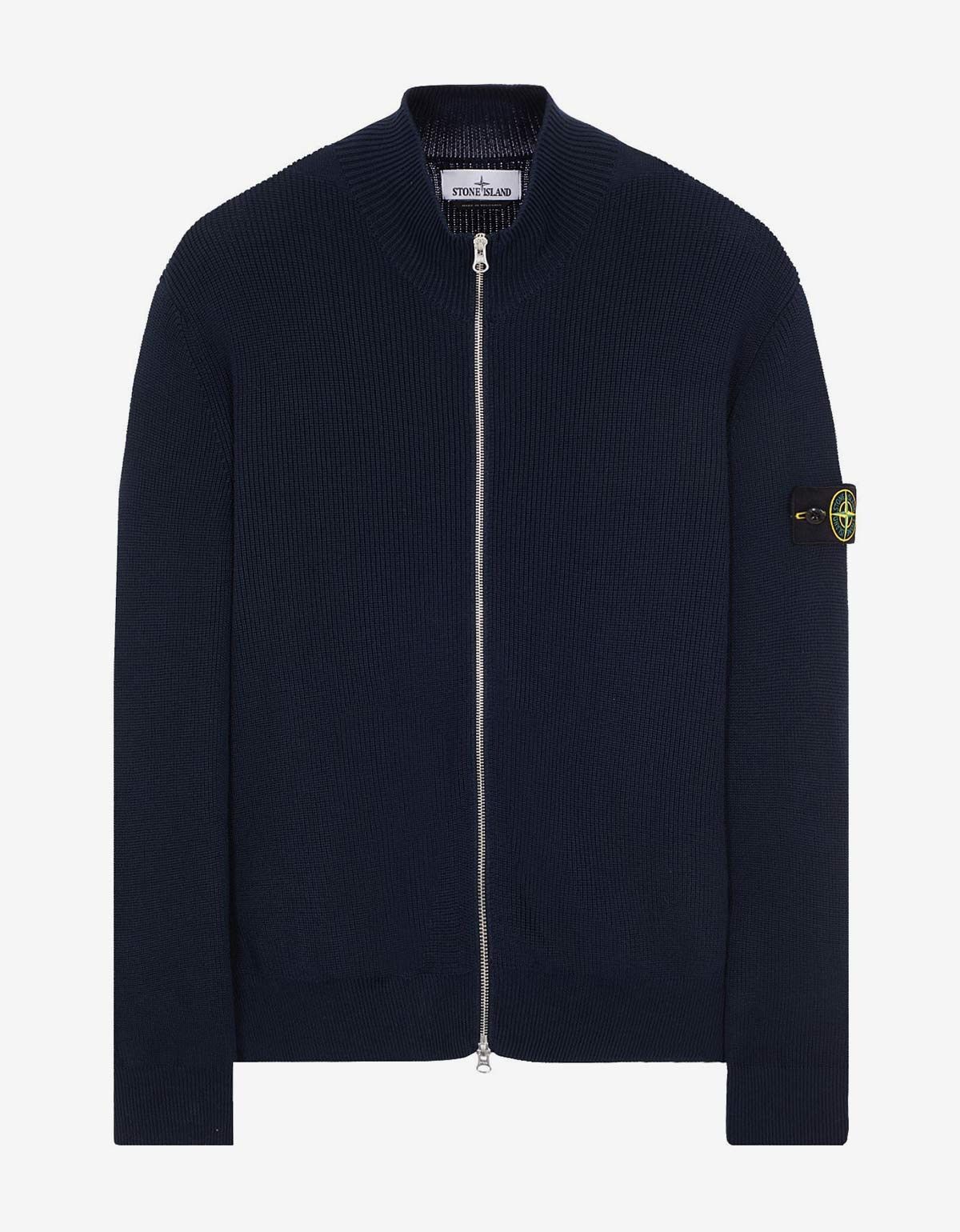 image of Stone Island Blue Zip Cardigan, Men's (Size 2XL)