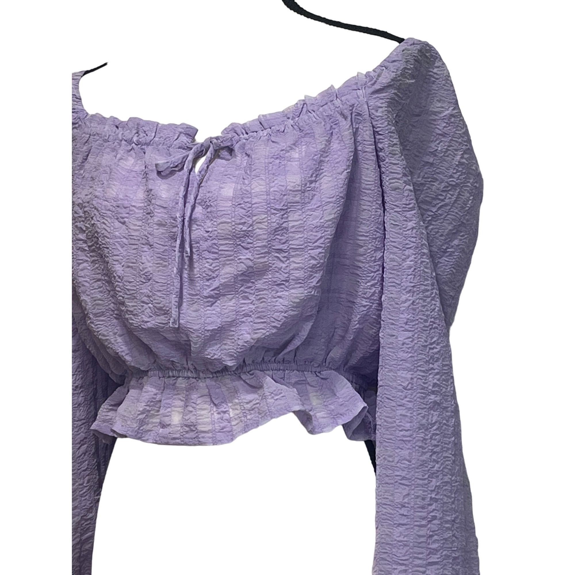 Other Lush women’s Cropped Volume Sleeves Peplum Top, Lilac, Sz. M Size M / US 6-8 / IT 42-44 - 2 Thumbnail