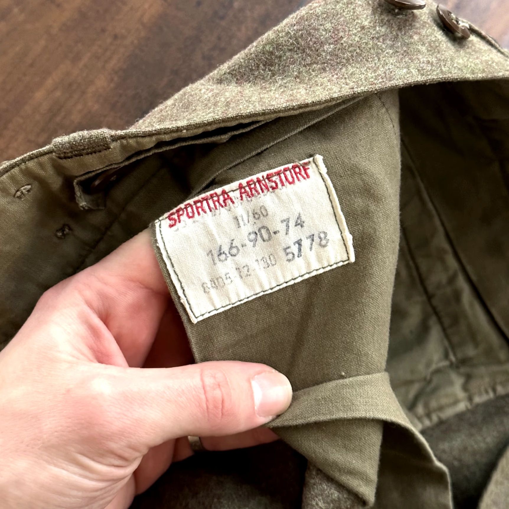 VINTAGE Sportra Arnstorf German Military Wool Cargo Pants 33x28 Green 1960s Mens