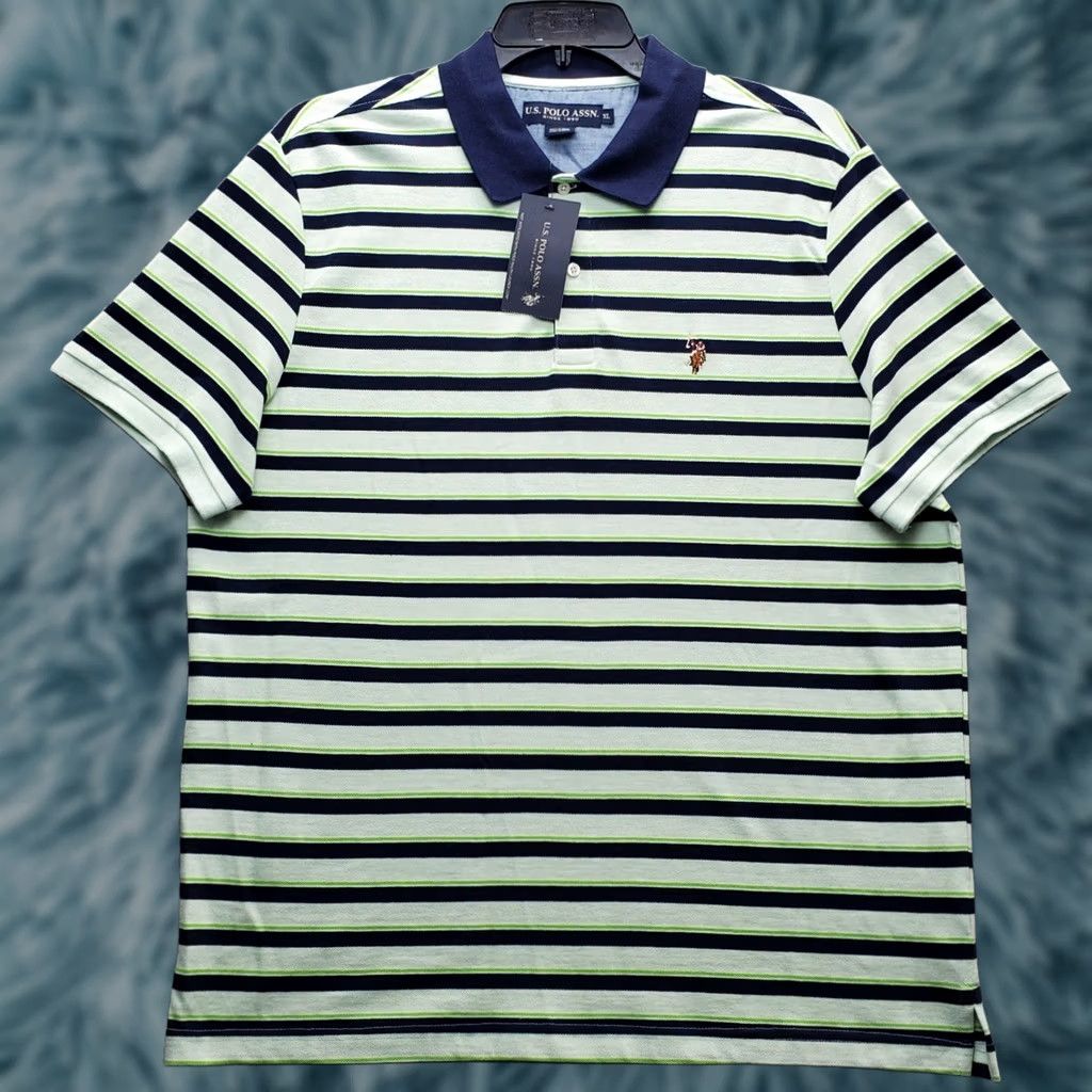 Vintage VINTAGE US Polo Assn. Polo Shirt Mens XL Multi Striped Classic Short Sleeve Flesh Pony Size US XL / EU 56 / 4 - 1 Thumbnail