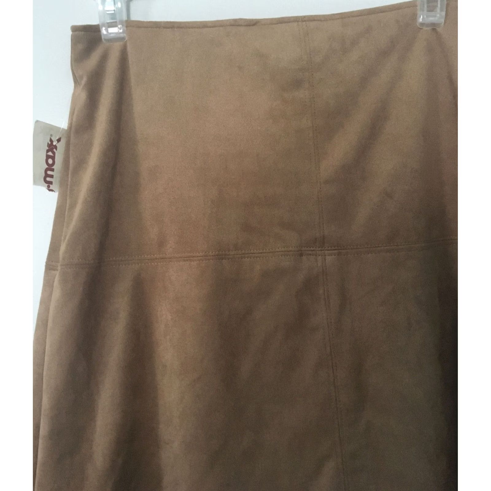 Vintage VINTAGE? No. NWT Women's Artisan NY Tan Brown Faux Suede Knee Length Skirt Size 4 Boho Trendy Size 27" / US 4 / IT 40 - 2 Thumbnail