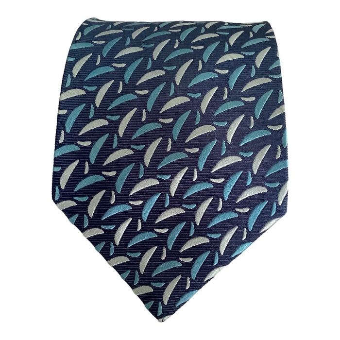Designer CHARVET PLACE VENDÔME Blue Geometric Silk Tie Made In France ...